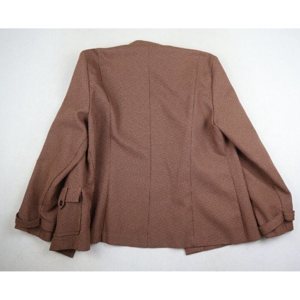PERCEPTIONS - WMOEN'S BROWN PLAID UNLINED BLAZER SUIT JACKET - SIZE 16 - Picture 4 of 5